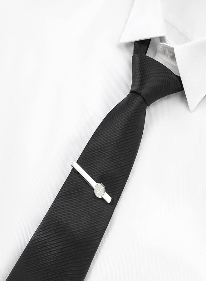 Dannyshi Men Tie Clip 2.1 Inch Silver plated Stainless 26 Letters A-Z + Gift Box (Silver-J) - Image 2